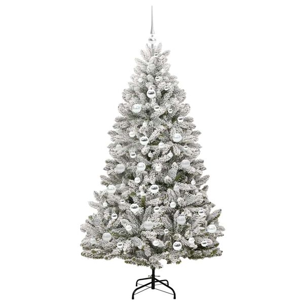 vidaXL K&uuml;nstlicher Weihnachtsbaum Gr&uuml;n und Wei&szlig; 180 cm PVC und Metall