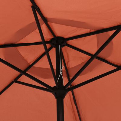 vidaXL Sonnenschirm mit LED-Leuchten Stahlmast 300 cm Terrakotta-Rot