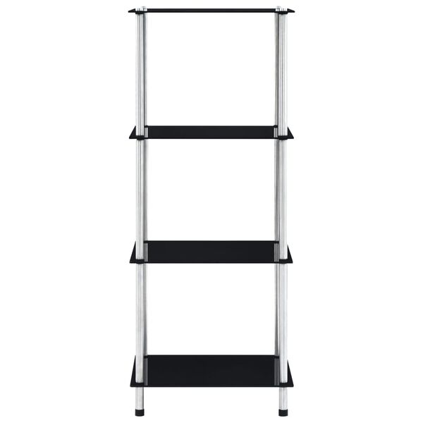 vidaXL Regal mit 4 Ablagen Schwarz 40x40x100 cm Hartglas