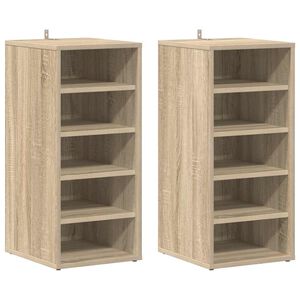 vidaXL Schuhschr&auml;nke 2 Stk. Sonoma-Eiche 31,5x35x70 cm Holzwerkstoff
