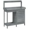 vidaXL Pflanztisch mit Schrank Grau 110,5x45x124,5 cm Massivholz Tanne