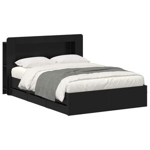 vidaXL Bettgestell mit Stauraum Schwarz 160 x 200 cm Holzwerkstoff