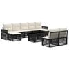 vidaXL Gartensofa-set 10 stk. Schwarz und Cremewei&szlig; Poly-Rattan
