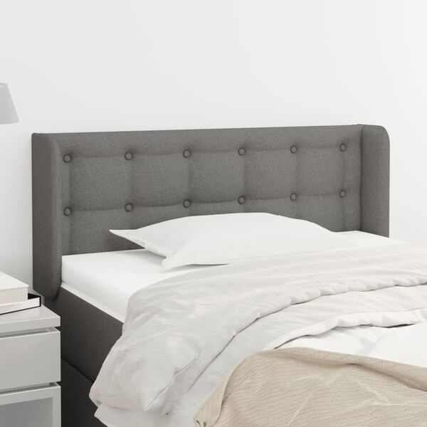 vidaXL Kopfteil mit Ohren Dunkelgrau 93x16x78/88 cm Stoff