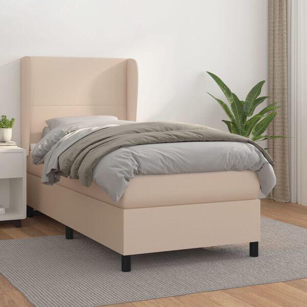 vidaXL Boxspringbett Matratze Cappuccino-Braun 100x200cm Kunstleder