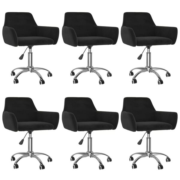 vidaXL Esszimmerst&uuml;hle 6 Stk. Drehbar Schwarz Samt