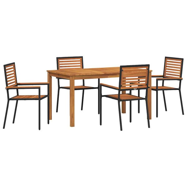 vidaXL Garten Essgruppe 5 pcs Schwarz Massivholz Akazie