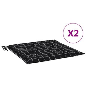 vidaXL Gartenstuhl-Kissen 2 Stk. Schwarz Karomuster 40x40x3 cm Stoff