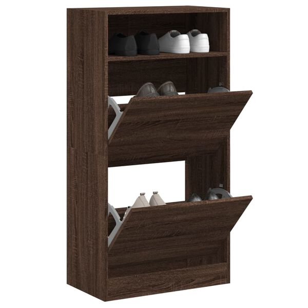 vidaXL Schuhschrank Braun Eichen-Optik 60x34x116 cm Holzwerkstoff