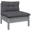 vidaXL 4-tlg. Garten-Lounge-Set mit Kissen Grau Kiefernholz