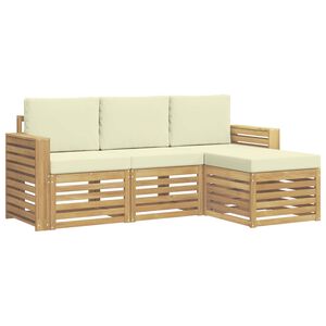 vidaXL Outdoor-Sofagarnitur 4 stk. Wei&szlig; und Creme Polyester