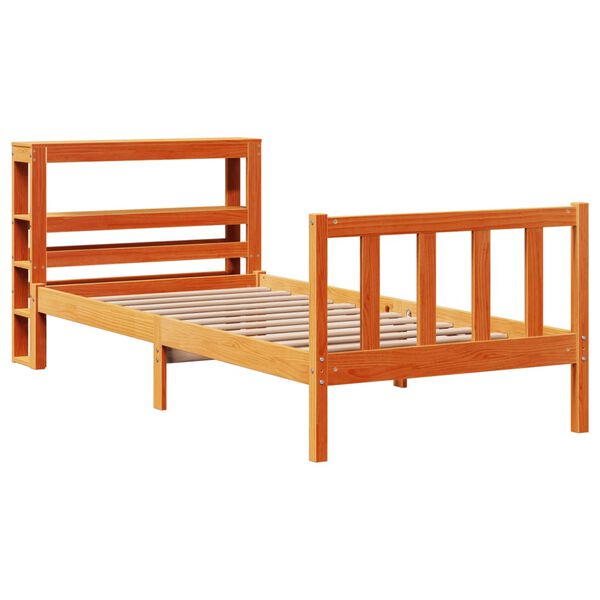 vidaXL Bettgestell mit Kopfteil ohne Matratze Wachsbraun 100x200 cm