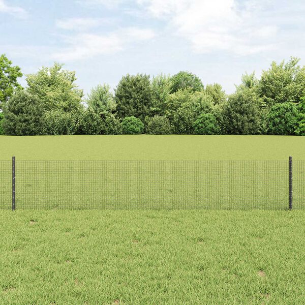 vidaXL Zaun mit Pfosten Grau 0,4 x 25 m Stahl und PVC