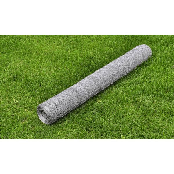 vidaXL Drahtzaun f&uuml;r H&uuml;hner Verzinkter Stahl 25x1 m Silbern