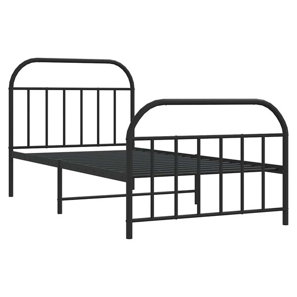 vidaXL Bettgestell mit Kopf- und Fu&szlig;teil Metall Schwarz 100x200 cm