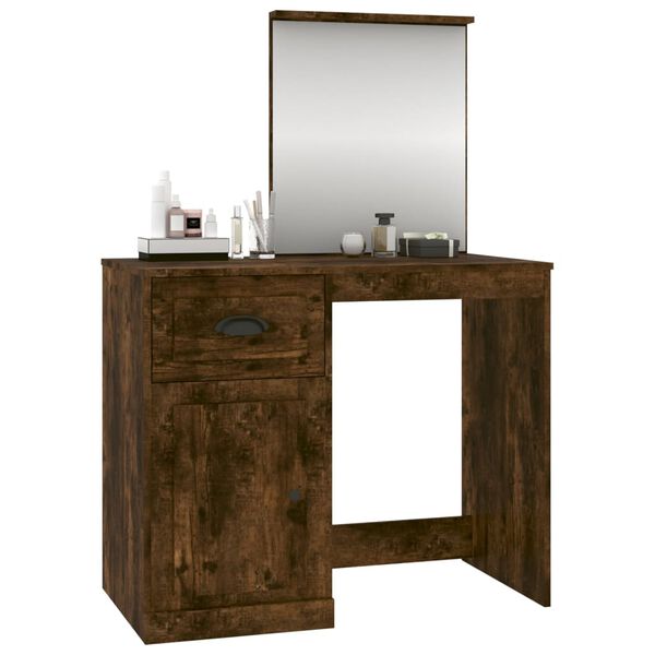 vidaXL Schminktisch mit Spiegel R&auml;uchereiche 90x50x132,5 cm