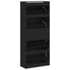vidaXL Schuhschrank mit 4 Klappen Schwarz 80x34x187,5 cm