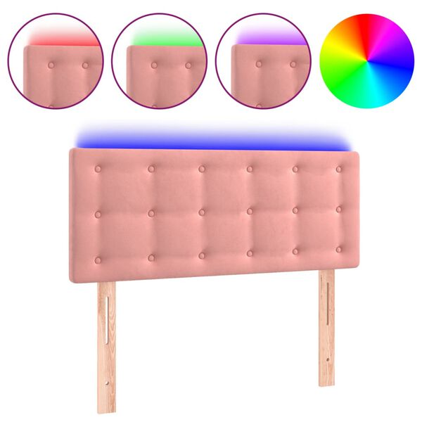 vidaXL LED Kopfteil Rosa 90x5x78/88 cm Samt