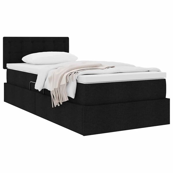 vidaXL Aufbewahrungsbett mit Matratze Schwarz 100 x 200 cm