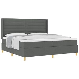 vidaXL Boxspringbett mit Matratze Dunkelgrau 200 x 200 cm Stoff