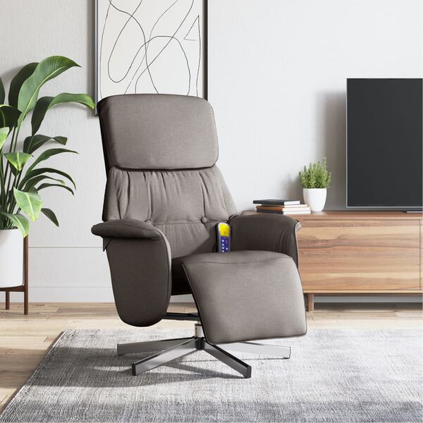 vidaXL Massagesessel mit Fu&szlig;teil Taupe Stoff