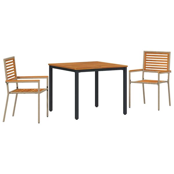 vidaXL Garten Essgruppe 3 pcs Beige und Braun Poly-Rattan