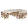 vidaXL Outdoor-Sofagarnitur 13 stk. 12-Sitzer Natur und Cremewei&szlig;