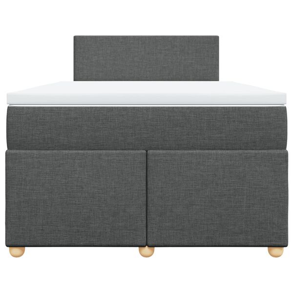 vidaXL Boxspringbett mit Matratze Dunkelgrau 120x200 cm Stoff