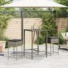 vidaXL 3-tlg. Gartenbar-Set mit Kissen Grau Poly Rattan