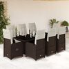 vidaXL 9-tlg. Garten-Bistro-Set mit Kissen Braun Poly Rattan