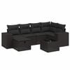 vidaXL 7-tlg. Garten-Sofagarnitur mit Kissen Schwarz Poly Rattan