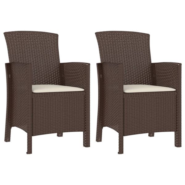 vidaXL Gartenst&uuml;hle 2 Stk. mit Kissen PP Rattan Braun