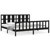 vidaXL Massivholzbett mit Kopfteil Schwarz 200x200 cm