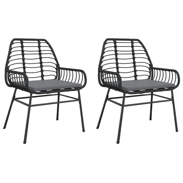 vidaXL Gartenst&uuml;hle 2 Stk. mit Kissen Schwarz Poly Rattan