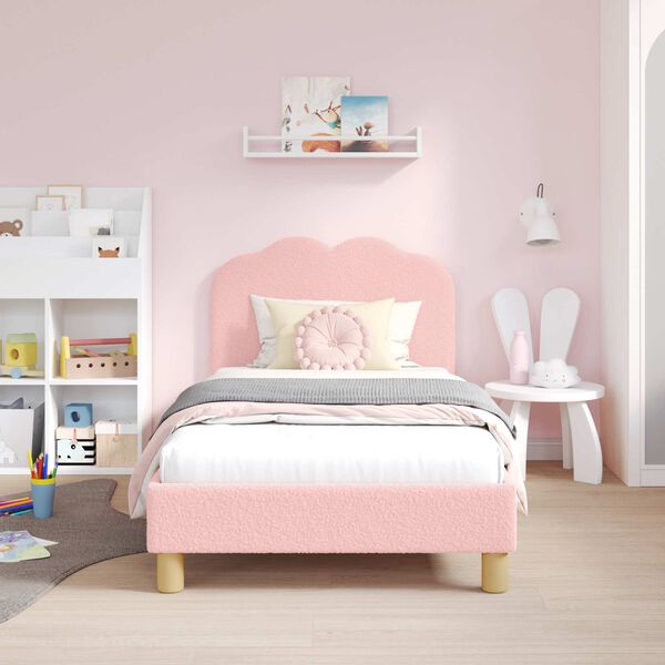 vidaXL Kinderbettgestell mit Kopfteil Rosa 80 x 160 cm Schafstoff