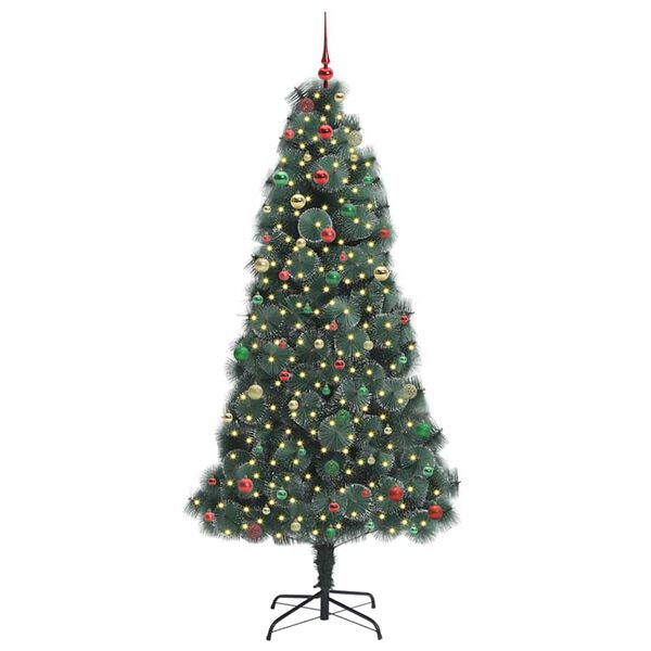 vidaXL K&uuml;nstlicher vorbeleuchteter Weihnachtsbaum mit Kugelset 240 cm