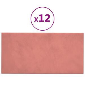 vidaXL Wandpaneele 12 Stk. Rosa 30x15 cm Samt 0,54 m²