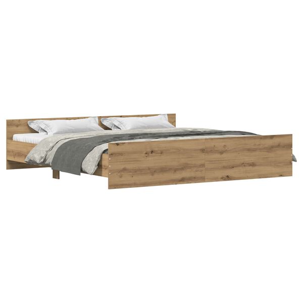 vidaXL Bettrahmen Artisan-Eiche 203 x 203 x 50 cm Holzwerkstoff