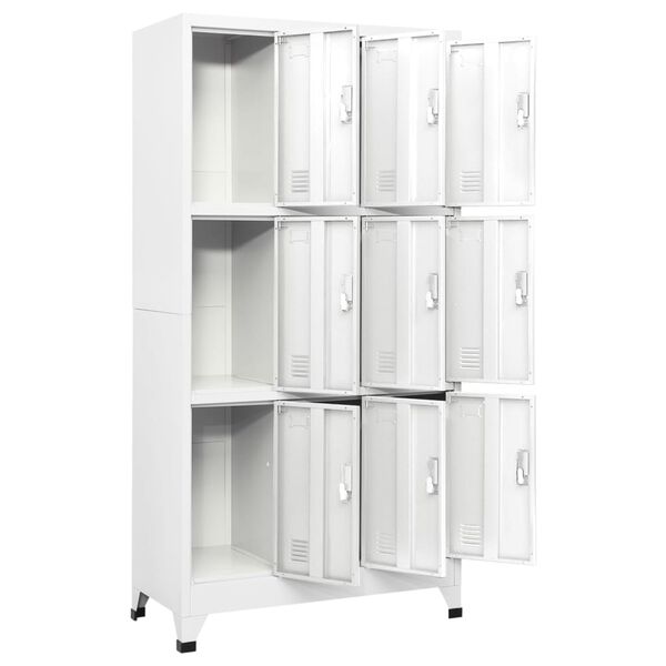 vidaXL Schlie&szlig;fachschrank mit 9 F&auml;chern Stahl 90x45x180 cm Grau