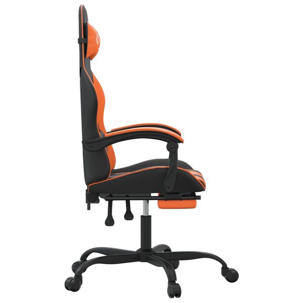 vidaXL Gaming-Stuhl mit Fu&szlig;st&uuml;tze Drehbar Schwarz & Orange Kunstleder