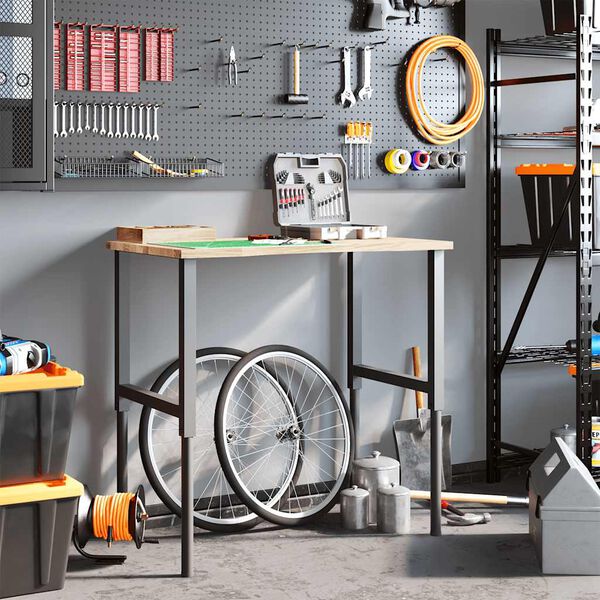 vidaXL Werkbank 100x60x(71,5-98) cm Massivholz Eiche