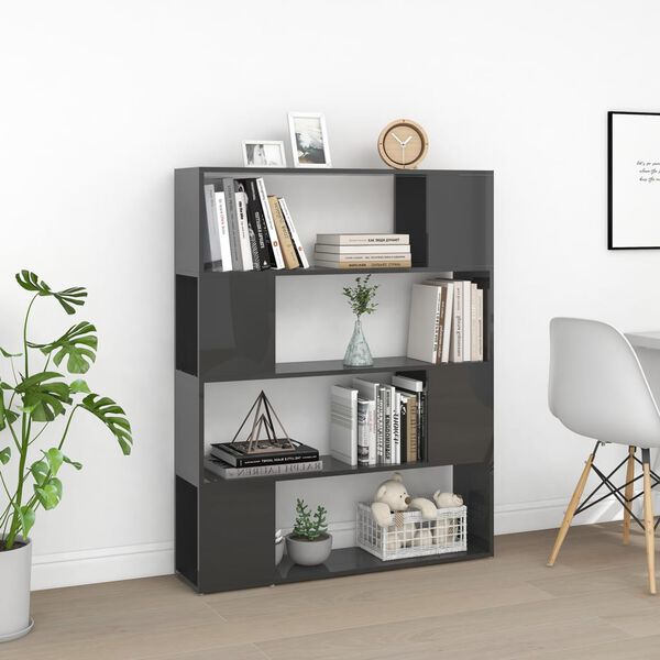 vidaXL B&uuml;cherregal Raumteiler Hochglanz-Grau 100x24x124 cm
