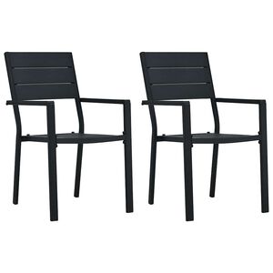 vidaXL Gartenst&uuml;hle 2 Stk. Schwarz HDPE Holz-Optik