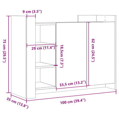 vidaXL Sideboard Sonoma-Eiche 100x35x75 cm Holzwerkstoff