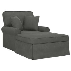 vidaXL Chaise Lounge mit Rock mit Kissen 3 pcs Dunkelgrau Cordstoff