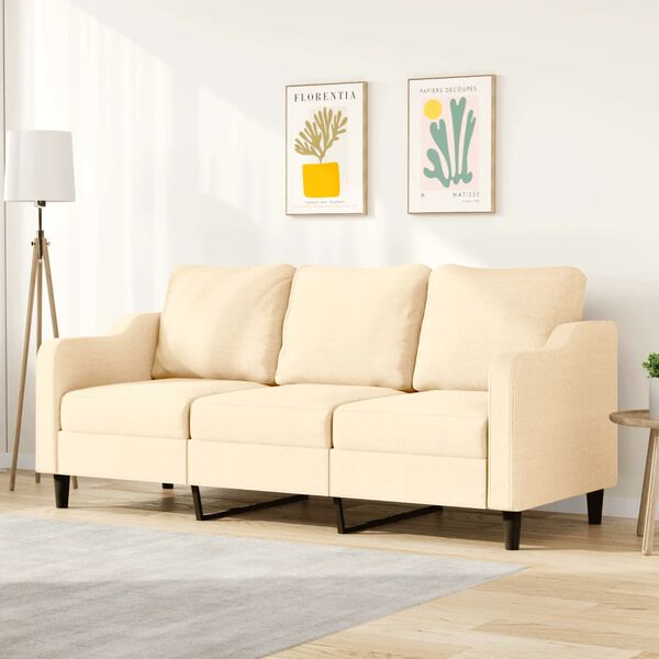 vidaXL 3-Sitzer-Sofa Creme 180 cm Stoff