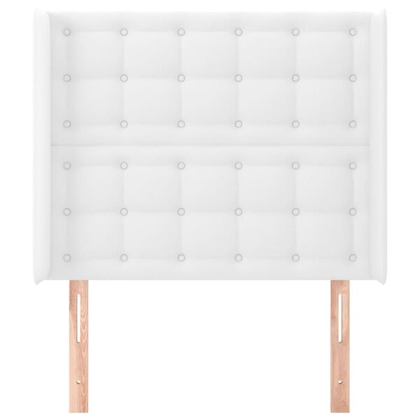 vidaXL Kopfteil mit Ohren Wei&szlig; 93x16x118/128 cm Kunstleder
