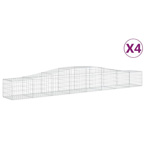 vidaXL Gabionen mit Hochbogen 4 Stk. 400x50x40/60cm Verzinktes Eisen