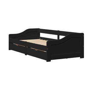 vidaXL Tagesbett mit 2 Schubladen ohne Matratze IRUN Schwarz 90x200cm