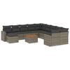 vidaXL 12-tlg. Garten-Sofagarnitur mit Kissen Grau Poly Rattan